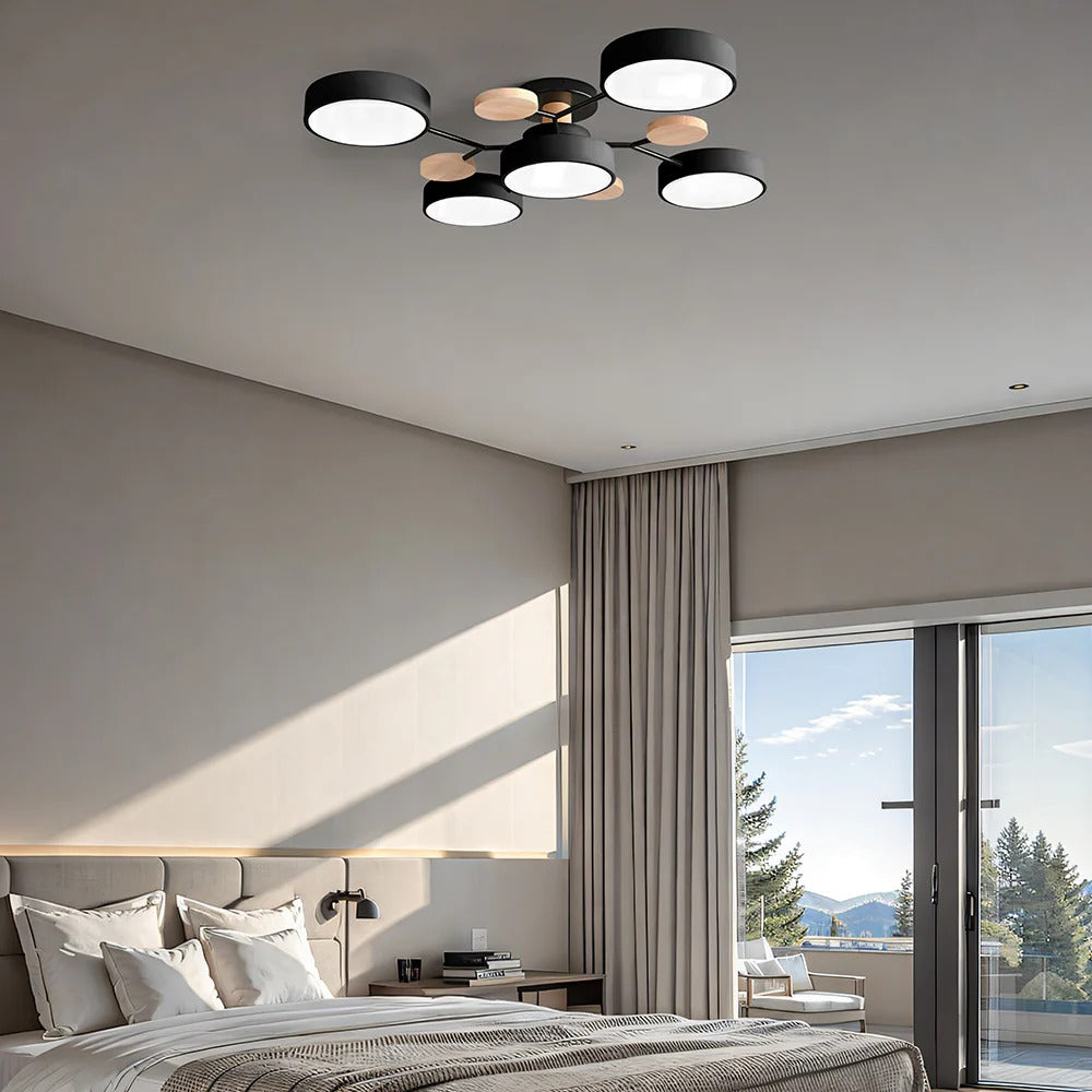 Contemporary Multi-Head Round LED Ceiling Chandelier | Nordic Semi-Flush Mount Light