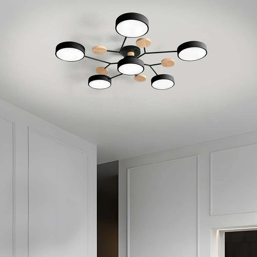 Contemporary Multi-Head Round LED Ceiling Chandelier | Nordic Semi-Flush Mount Light