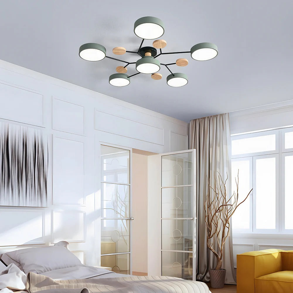 Contemporary Multi-Head Round LED Ceiling Chandelier | Nordic Semi-Flush Mount Light