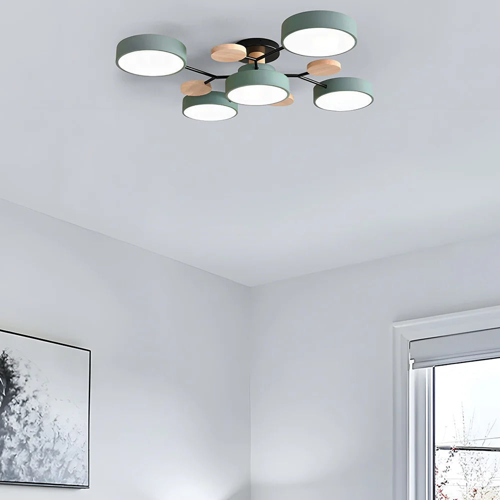 Contemporary Multi-Head Round LED Ceiling Chandelier | Nordic Semi-Flush Mount Light