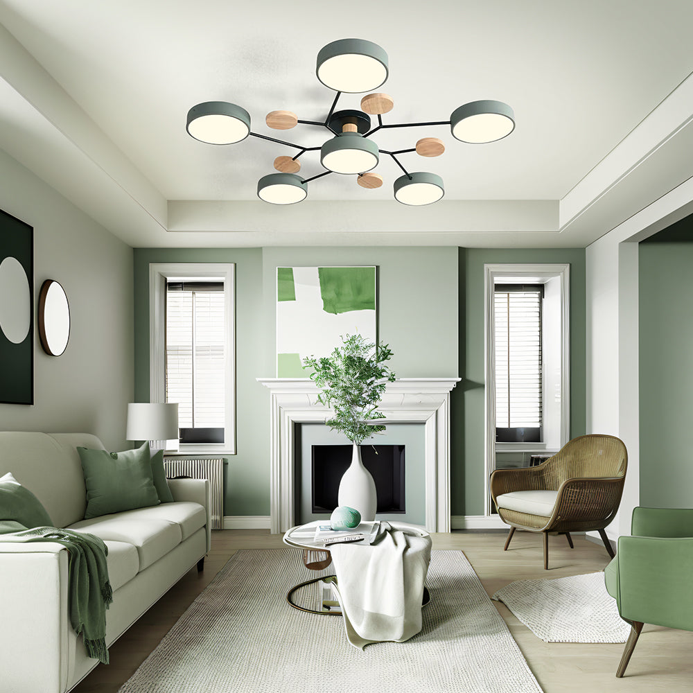 Modern Circular Semi Flush Mount LED Ceiling Light | Living Room
