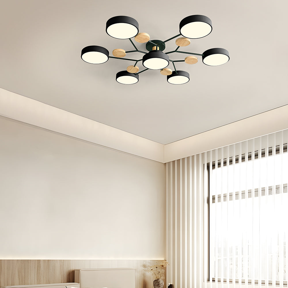 Modern Circular Semi Flush Mount LED Ceiling Light | Living Room