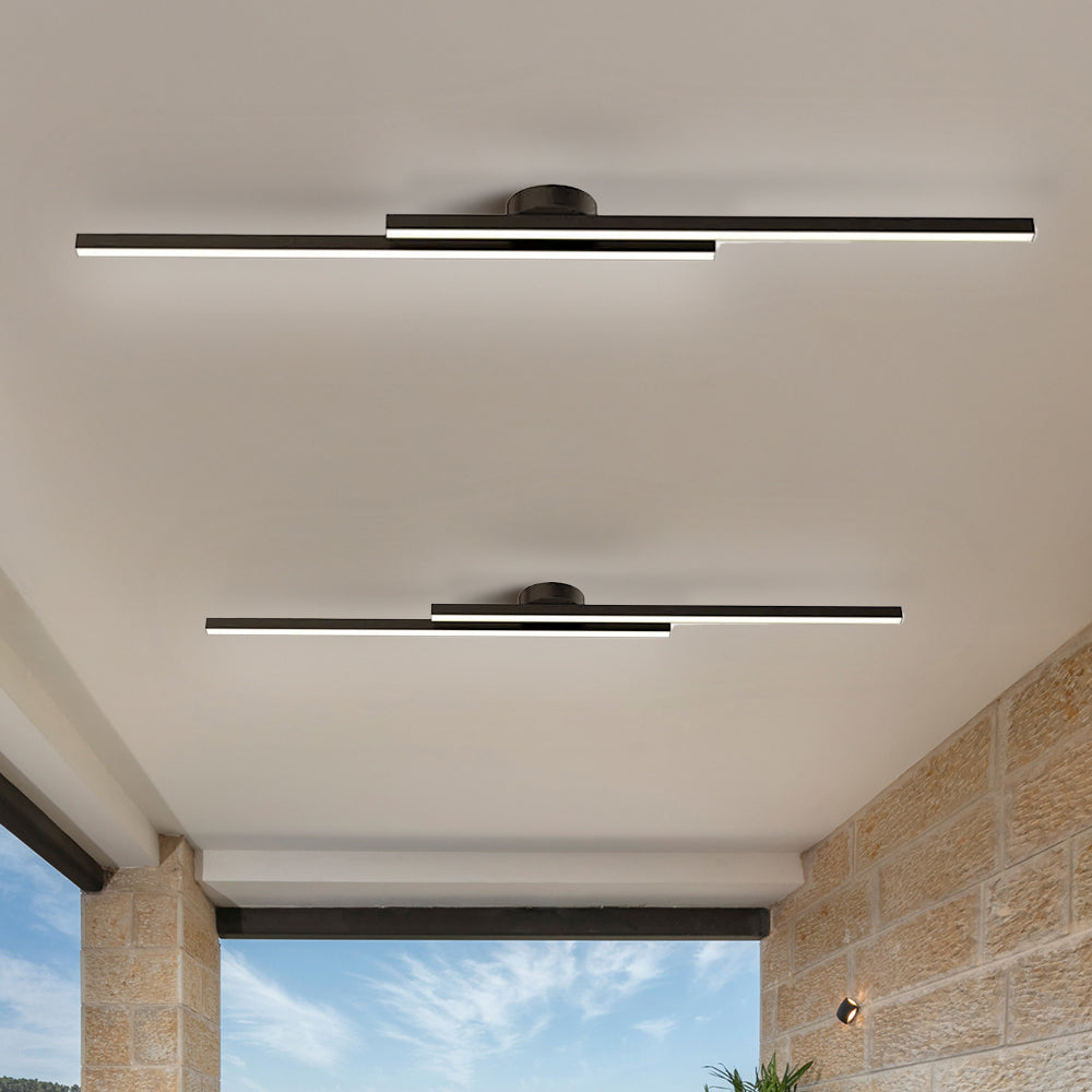Long Strip Semi Flush Mount Ceiling Light | Aluminium