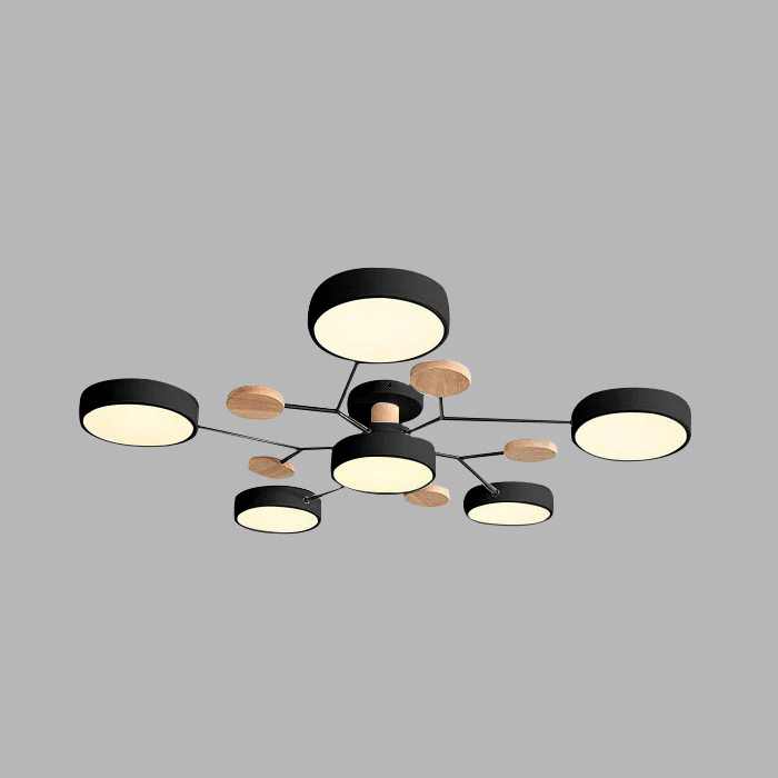 Contemporary Multi-Head Round LED Ceiling Chandelier | Nordic Semi-Flush Mount Light