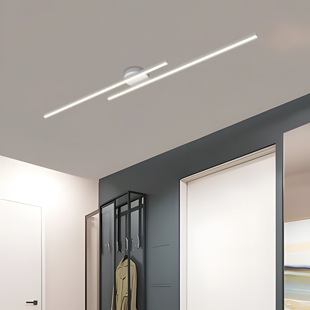 Long Strip Semi Flush Mount Ceiling Light | Aluminium