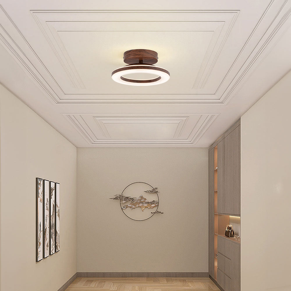 Wood Acrylic Round LED Ceiling Light | Minimalist