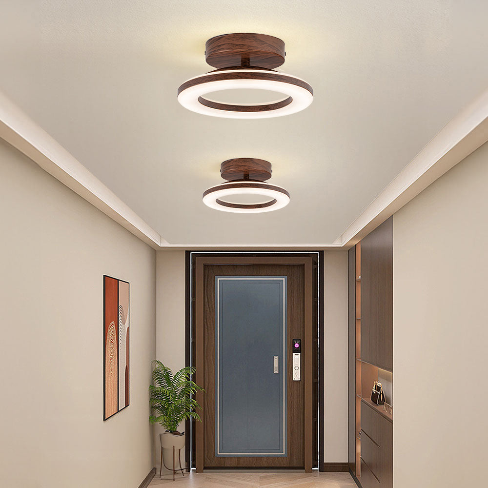 Wood Acrylic Round LED Ceiling Light | Minimalist