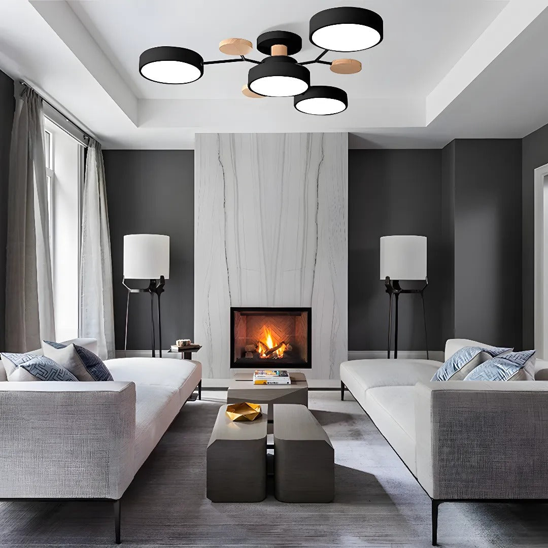 Contemporary Multi-Head Round LED Ceiling Chandelier | Nordic Semi-Flush Mount Light