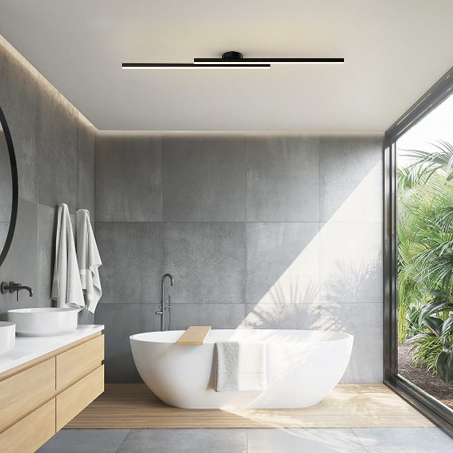 Long Strip Semi Flush Mount Ceiling Light | Aluminium