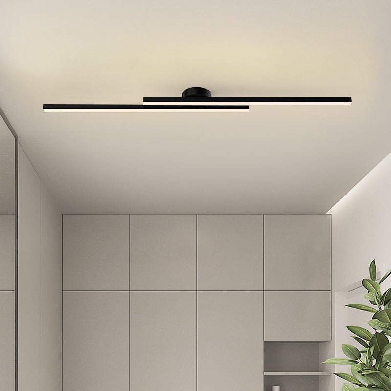 Long Strip Semi Flush Mount Ceiling Light | Aluminium