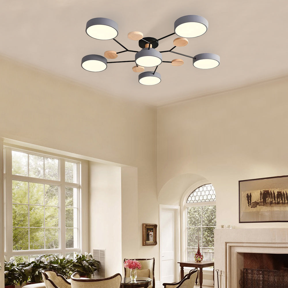 Modern Circular Semi Flush Mount LED Ceiling Light | Living Room