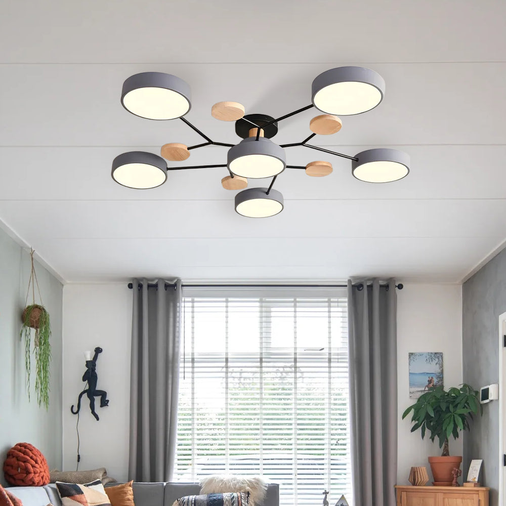 Modern Circular Semi Flush Mount LED Ceiling Light | Living Room