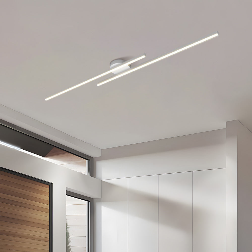 Long Strip Semi Flush Mount Ceiling Light | Aluminium