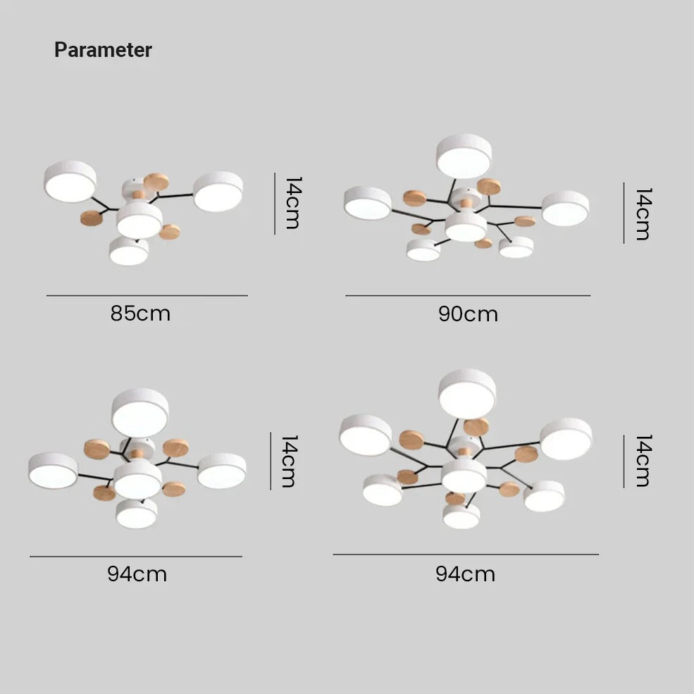 Contemporary Multi-Head Round LED Ceiling Chandelier | Nordic Semi-Flush Mount Light