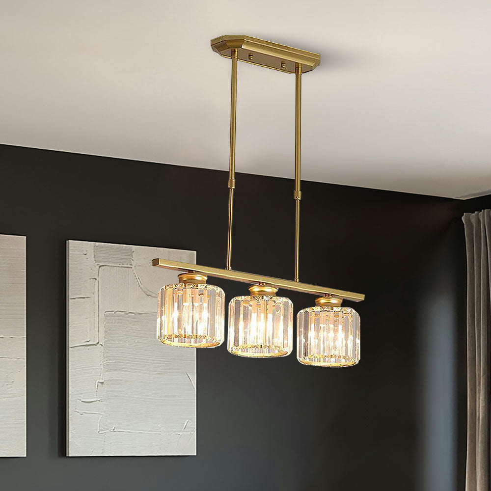 Nordic Modern Rectangular Glass Island Chandelier | Multi-Head LED Pendant Light