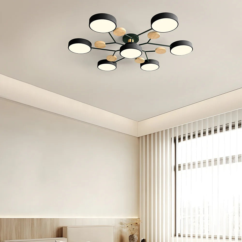 Contemporary Multi-Head Round LED Ceiling Chandelier | Nordic Semi-Flush Mount Light