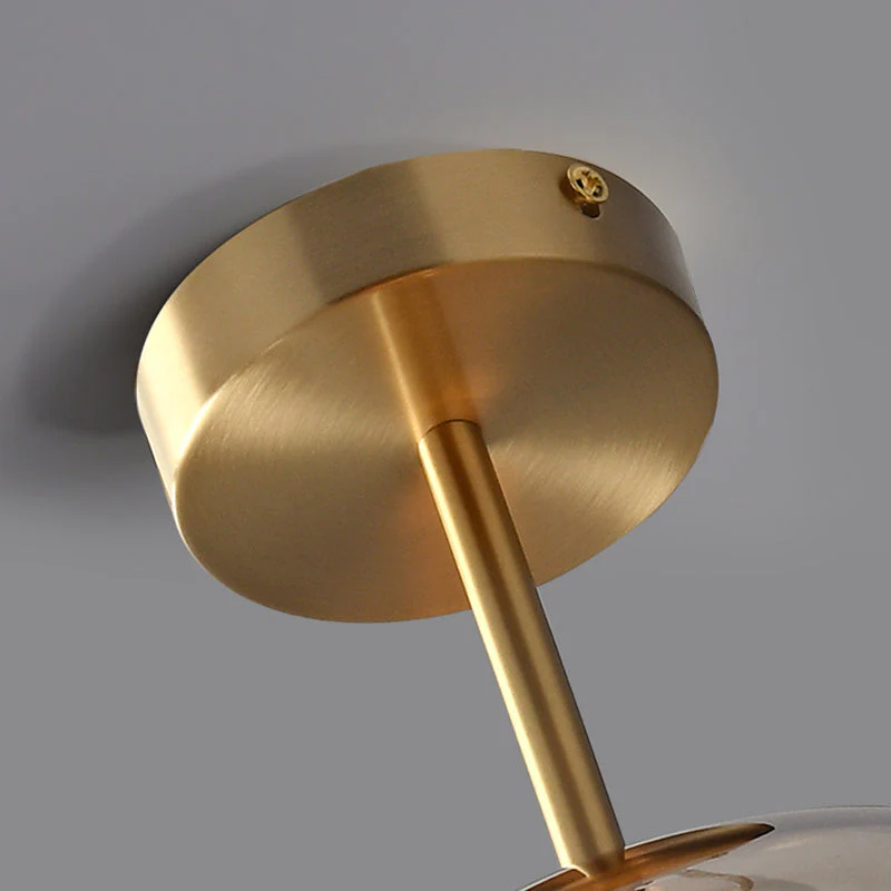 Retro Copper Glass Semi Flush Mount Ceiling Light | Modern